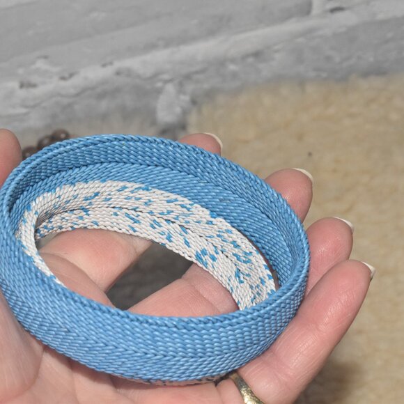 Vintage Woven Metal Bangles, Beaded Necklace and Turquoise Amethyst - Picture 6 of 8